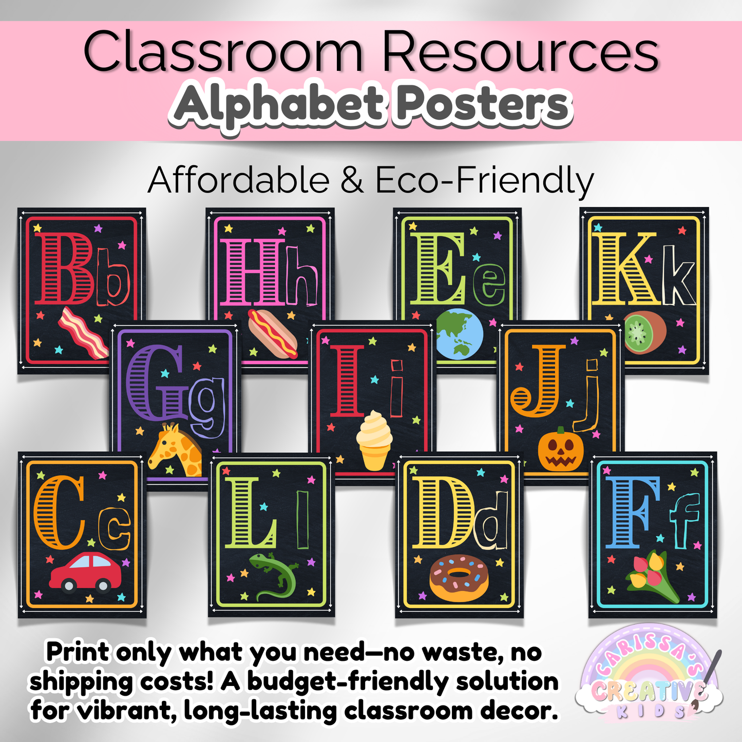 Rainbow Alphabet Posters Preschool Classroom Decor