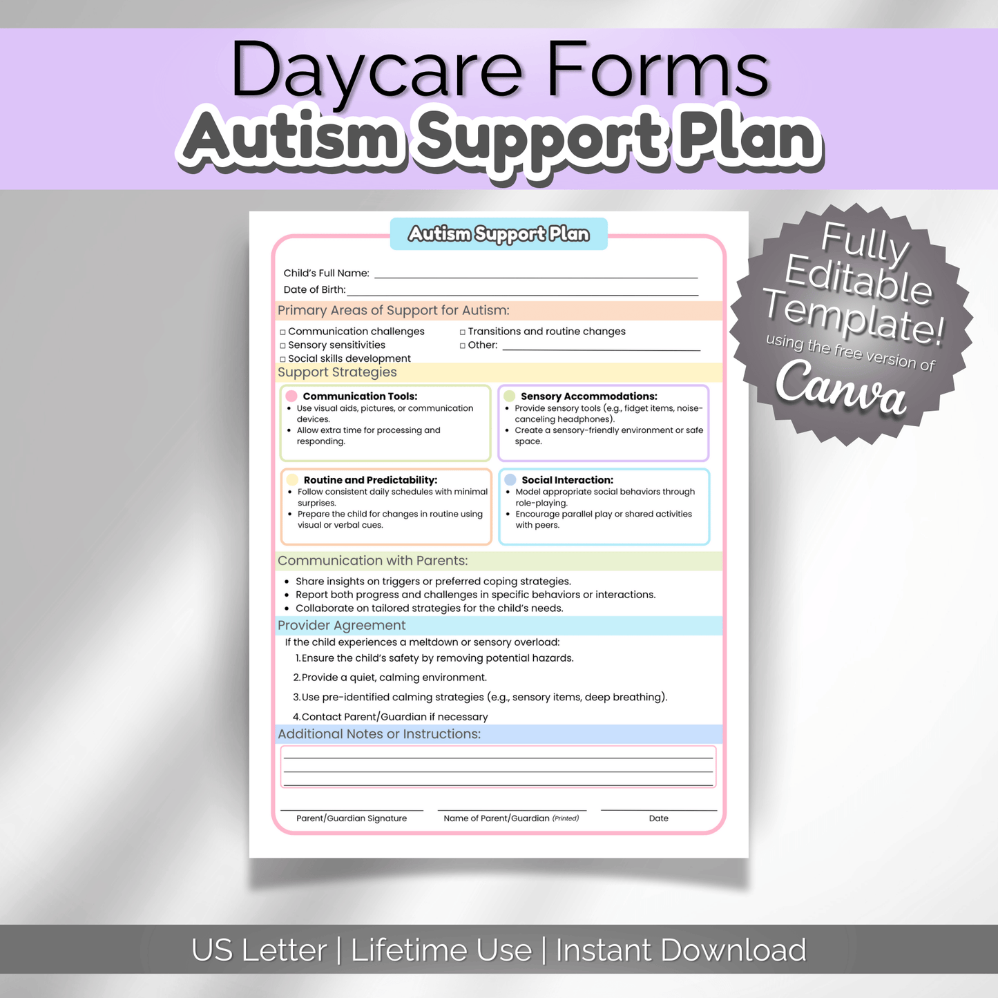 Autism Support Plan for Childcare | Preschool Emotional Development
