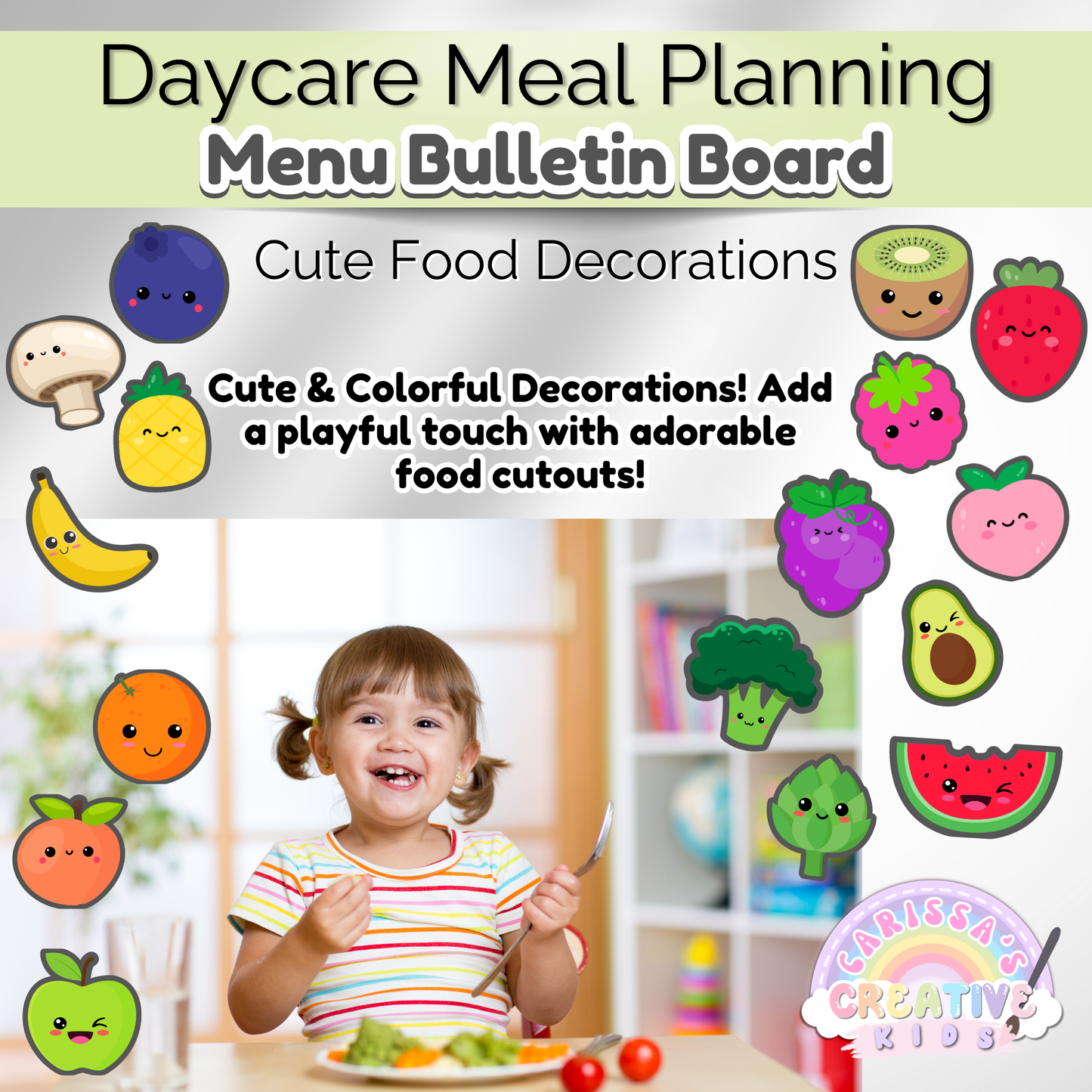 Daycare Bulletin Board Editable Meal Planning Kit