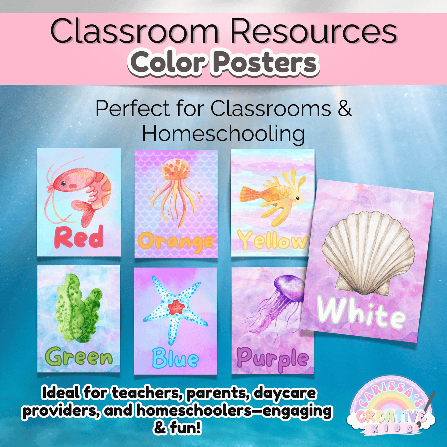 Under the Sea Color Posters Preschool Classroom Decor | Playroom Wall Art