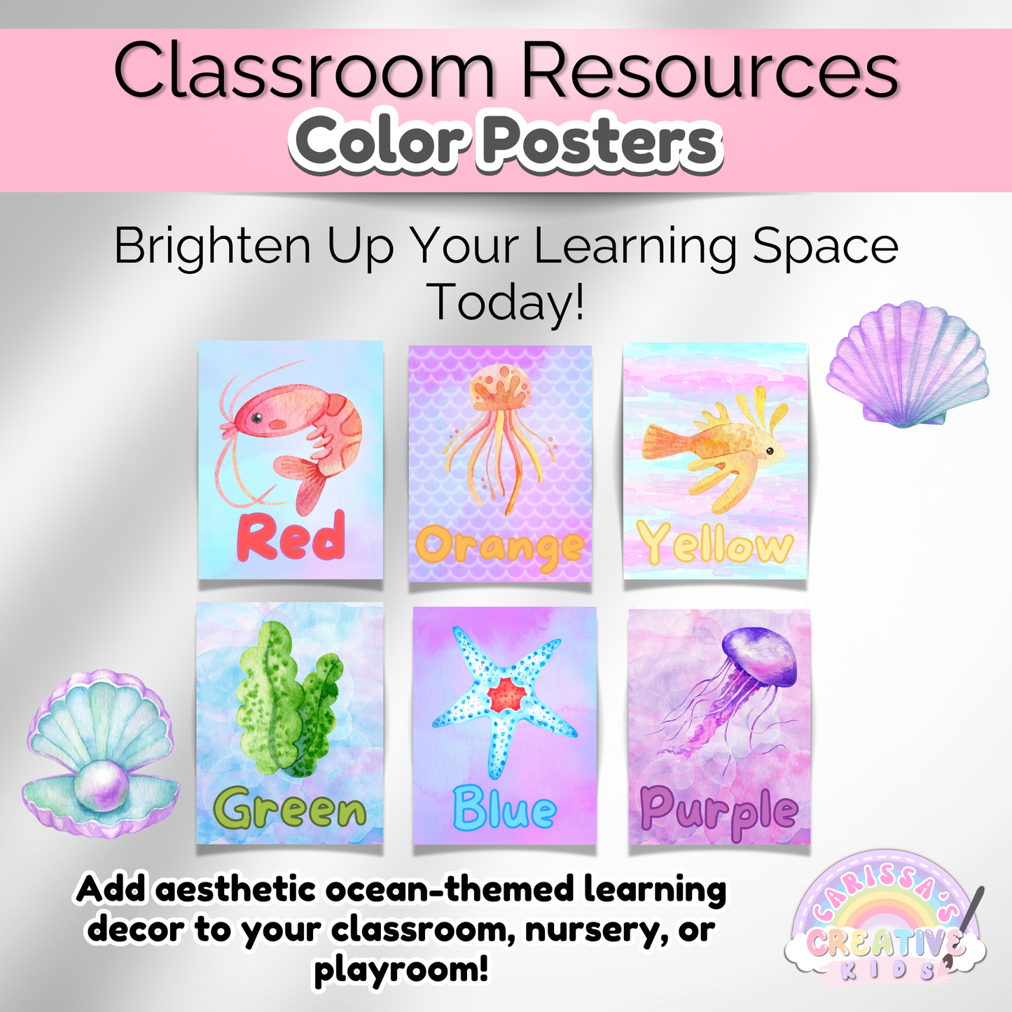 Under the Sea Color Posters Preschool Classroom Decor | Playroom Wall Art