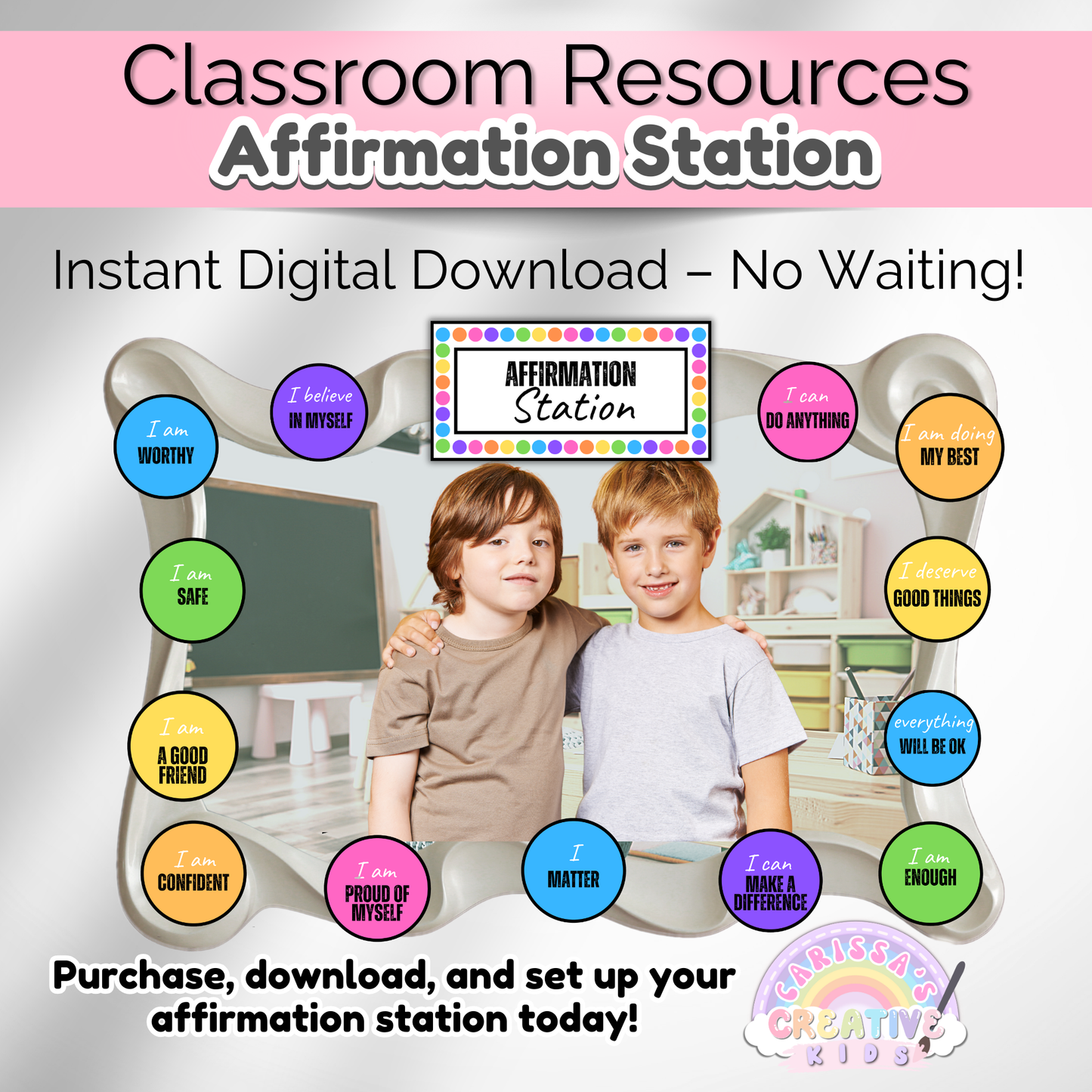 Rainbow Dot Classroom Affirmation Station