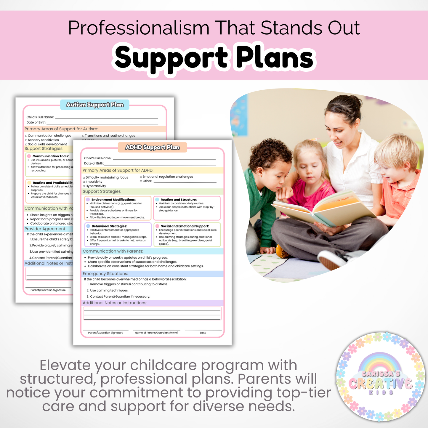 Daycare Support Forms Bundle | Biting, Behavior, ADHD, and Autism Support Plans