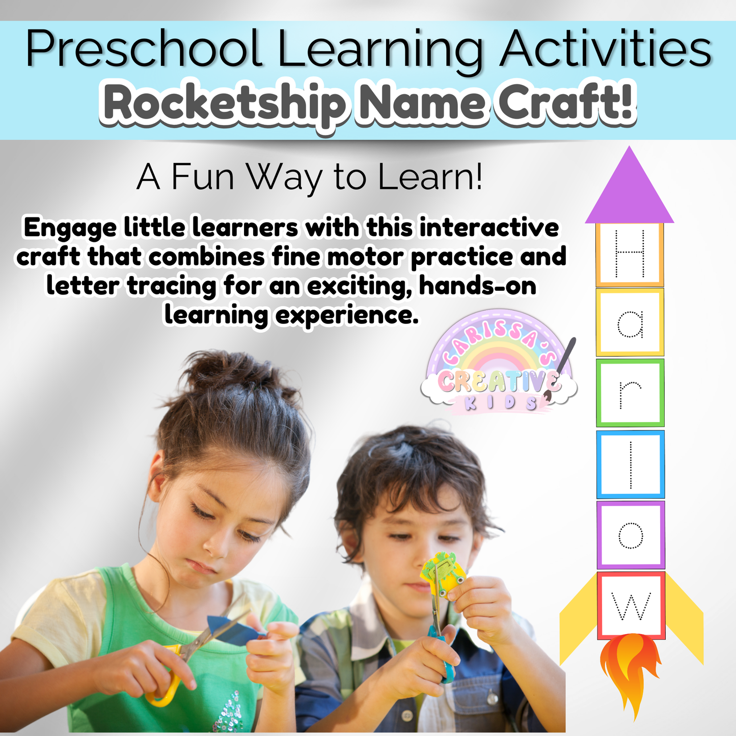 Preschool Rocketship Name Craft | Practice Writing Daycare Activity