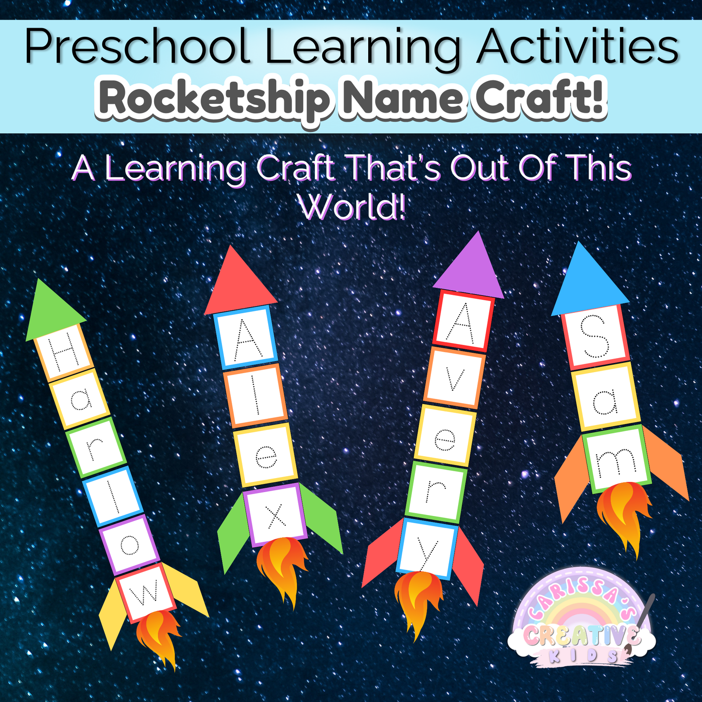 Preschool Rocketship Name Craft | Practice Writing Daycare Activity