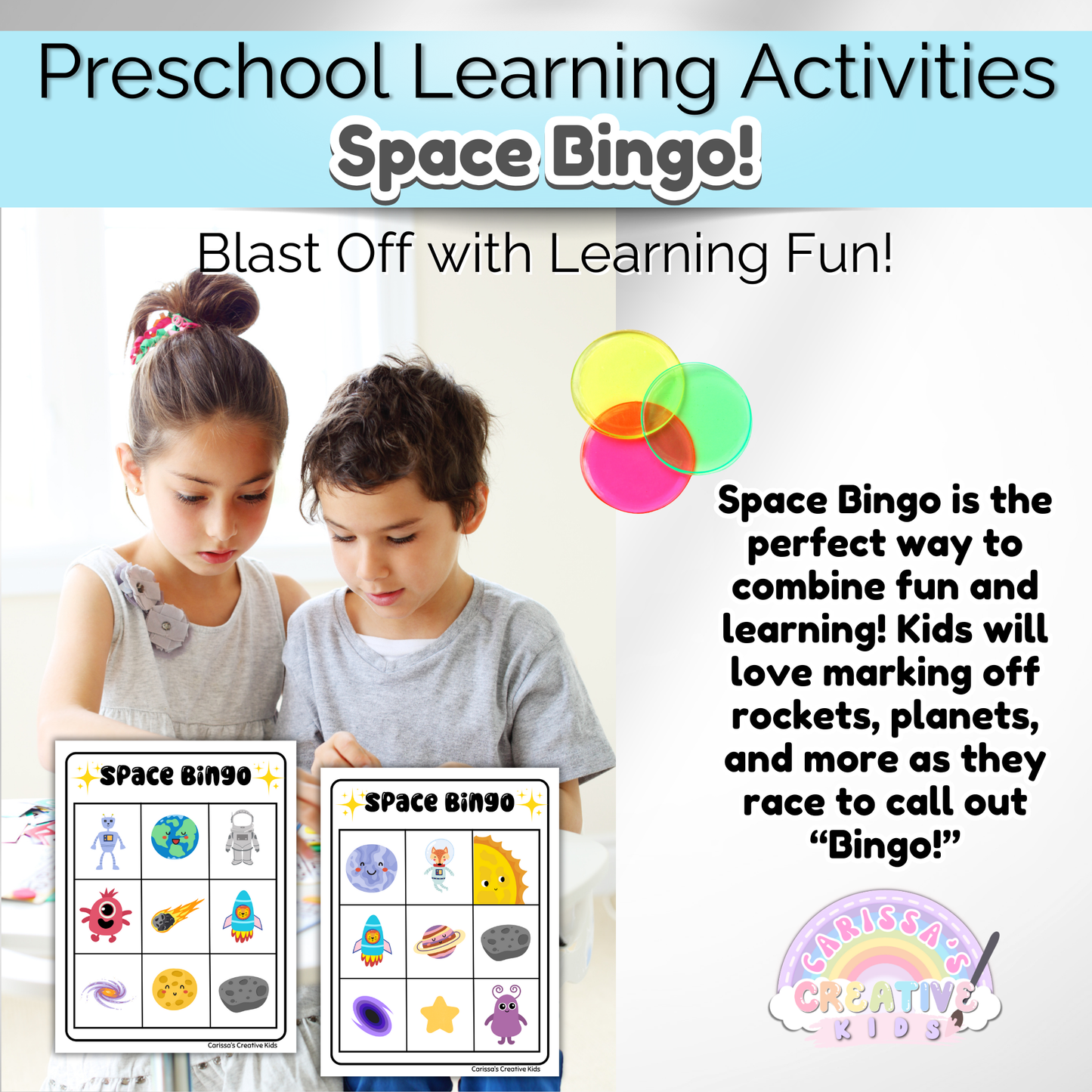 Preschool Outer Space Bingo Game! Practice Fine Motor Skills in a Daycare