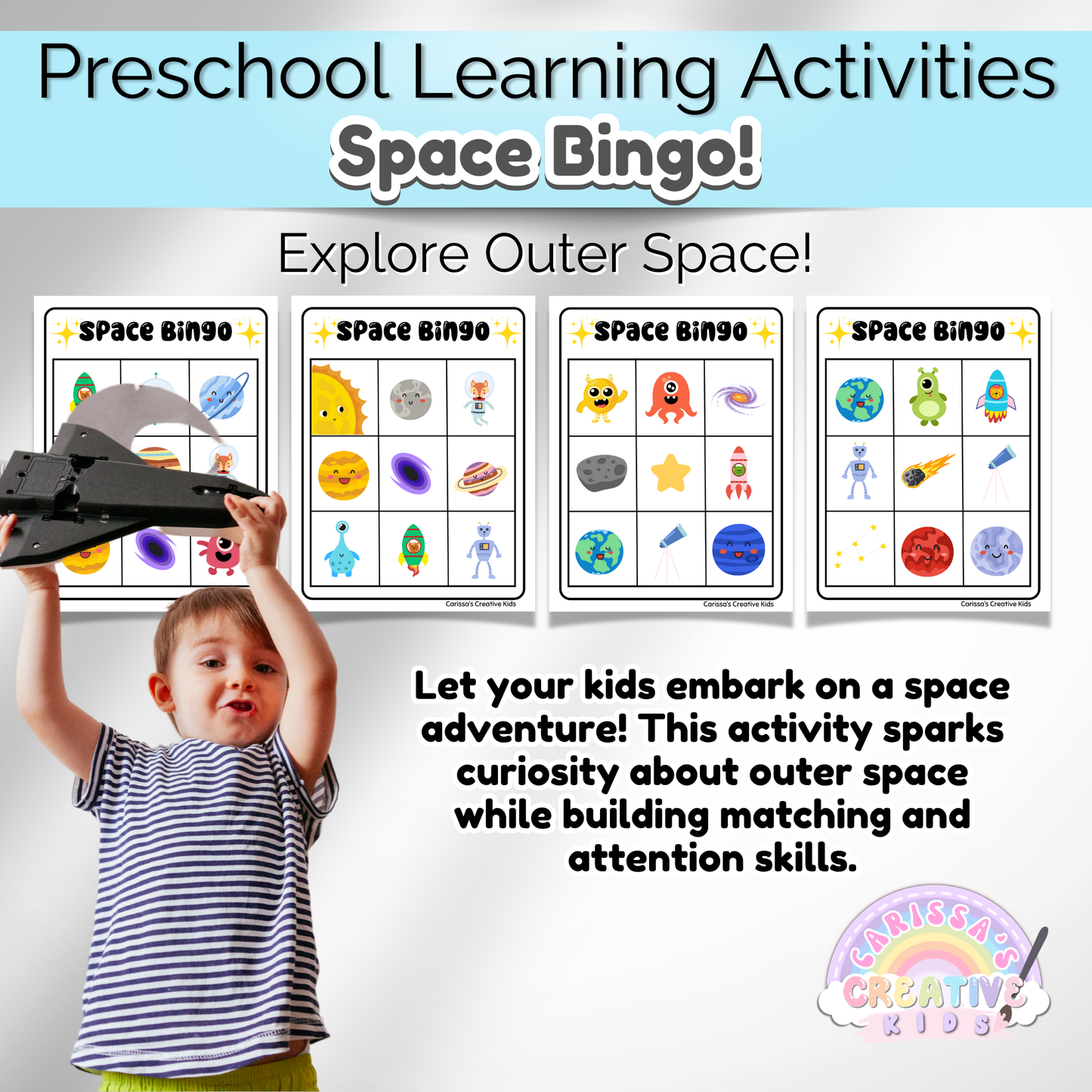 Preschool Outer Space Bingo Game! Practice Fine Motor Skills in a Daycare
