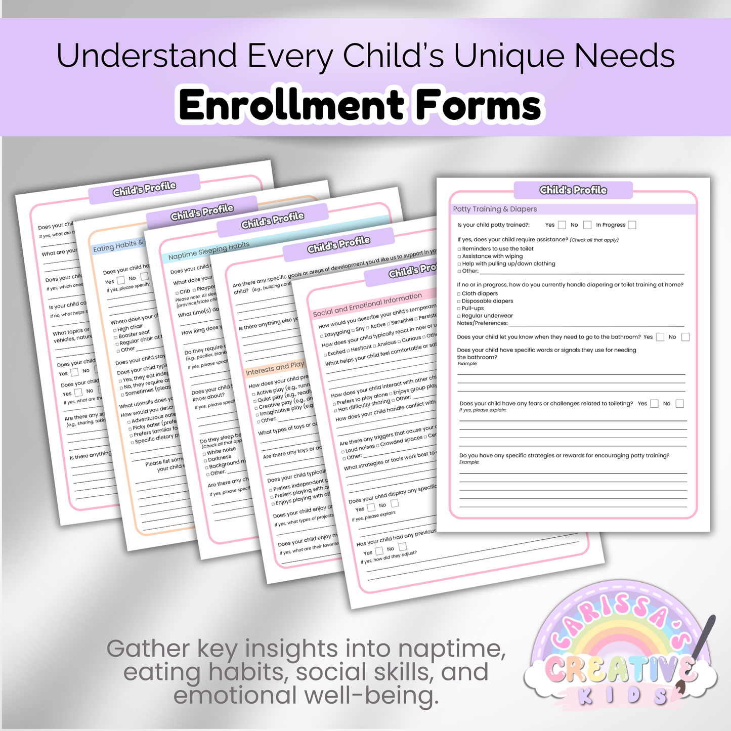 Daycare Forms- Enrollment Forms Bundle