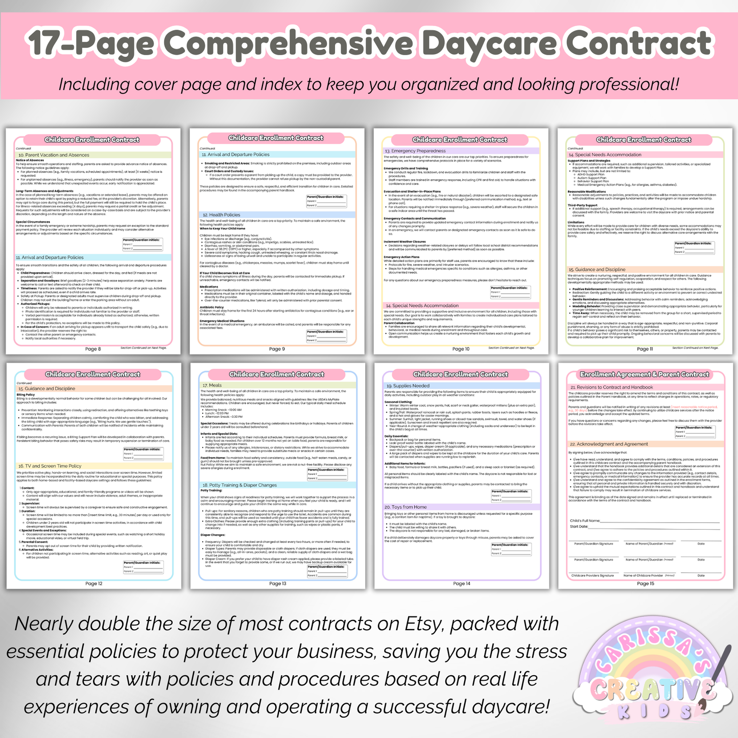 Childcare Enrollment Contract | Daycare Forms Template