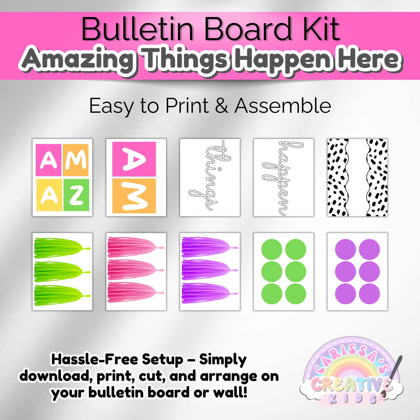 Amazing Things Happen Here Inspirational Classroom Bulletin Board Kit