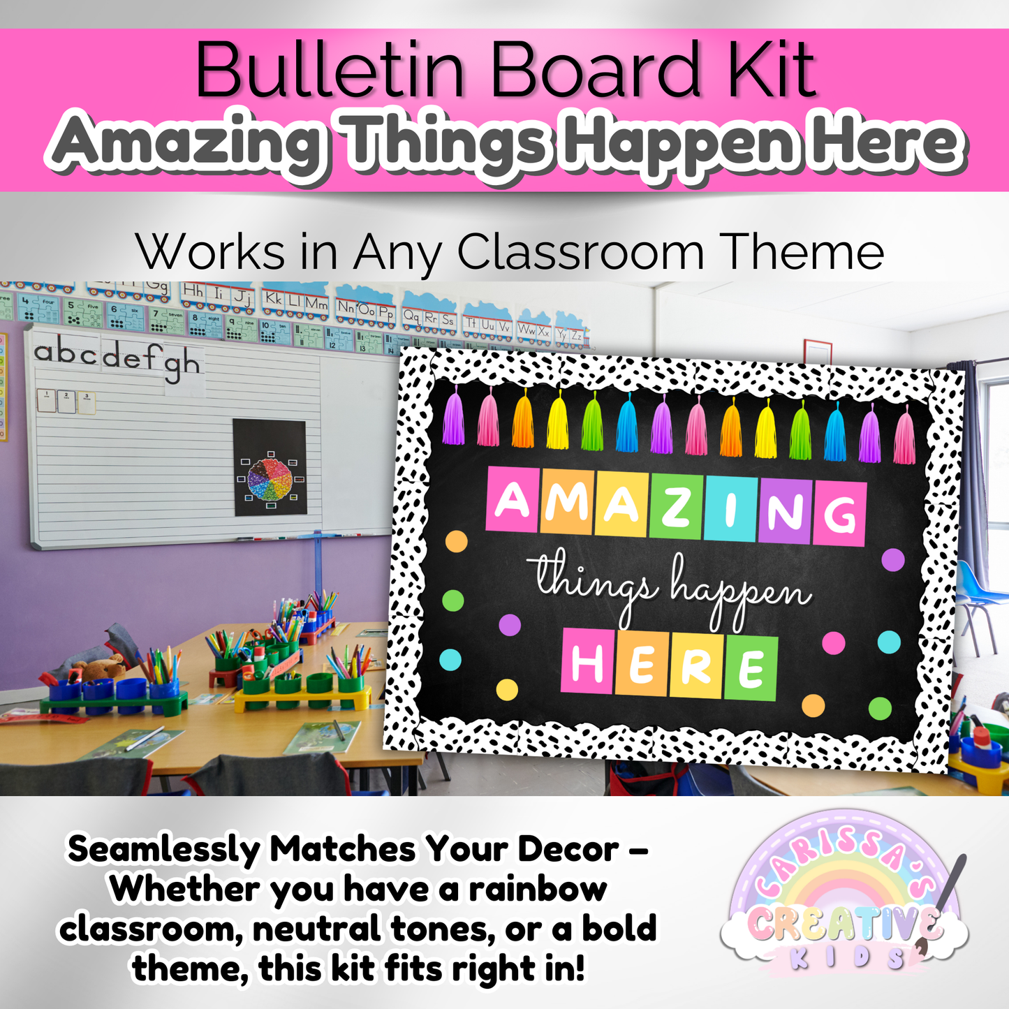 Amazing Things Happen Here Inspirational Classroom Bulletin Board Kit