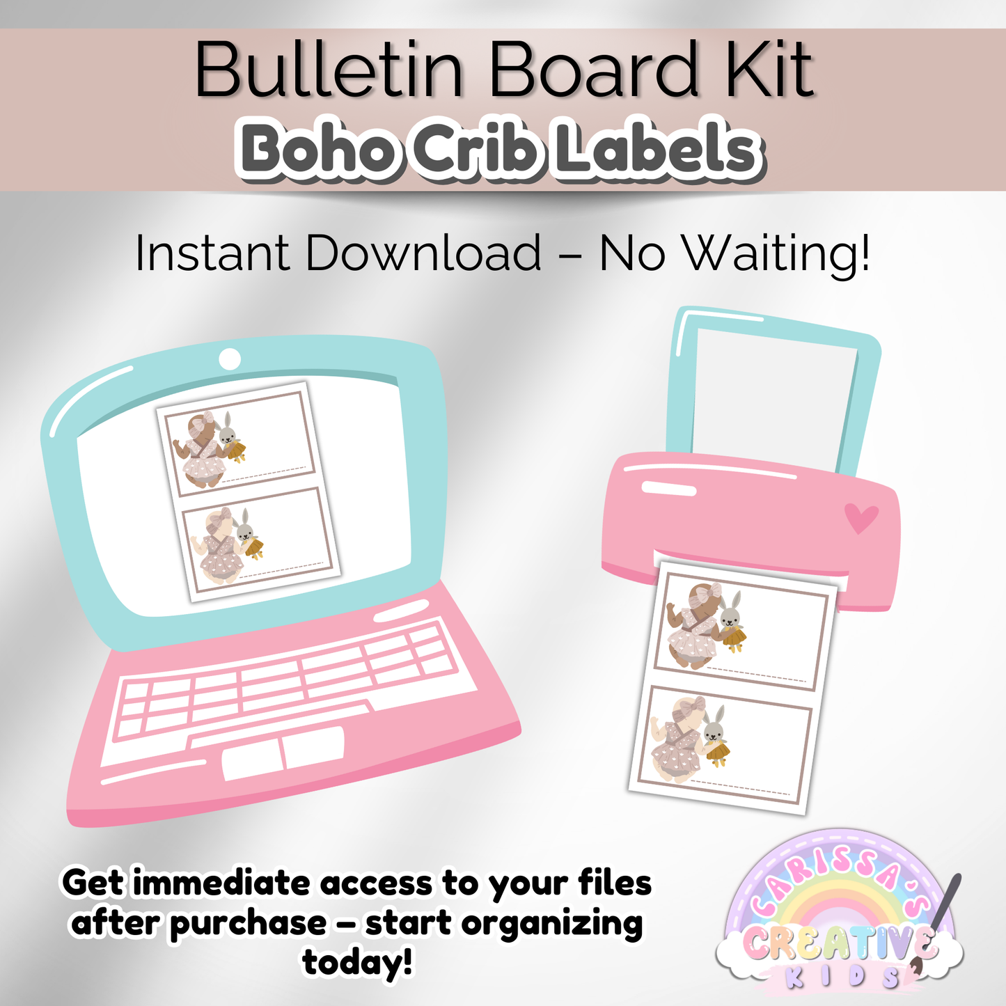 Boho Daycare Crib Labels Infant Classroom Printables Template | Cubbie Name Tags