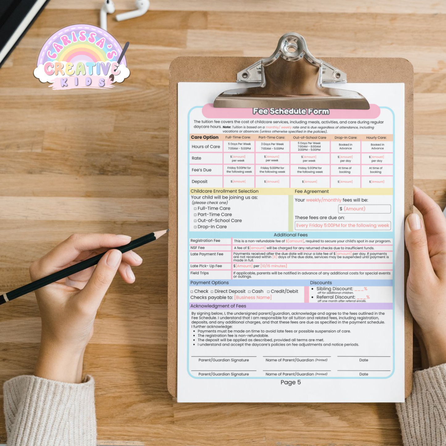 Childcare Enrollment Contract | Daycare Forms Template