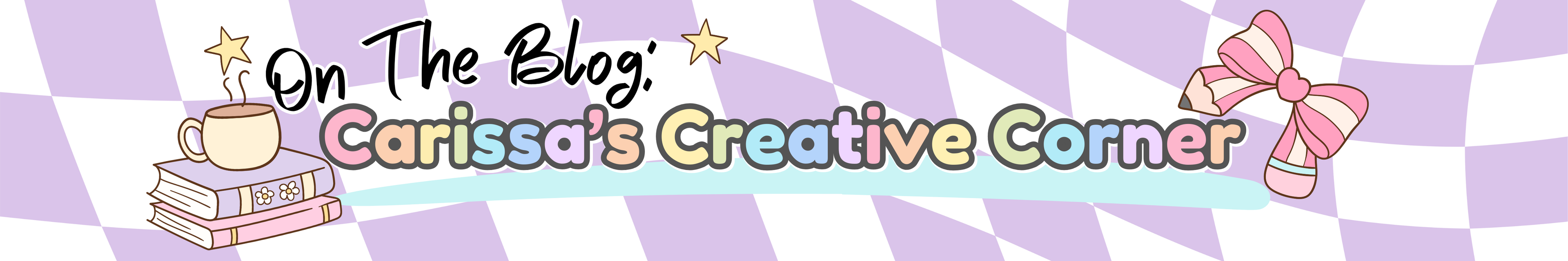 Homepage blog banner with the heading ‘On the Blog: Carissa’s Creative Corner’ in pastel retro text, part of Carissa’s Creative Kids website featuring classroom and childcare blog content.