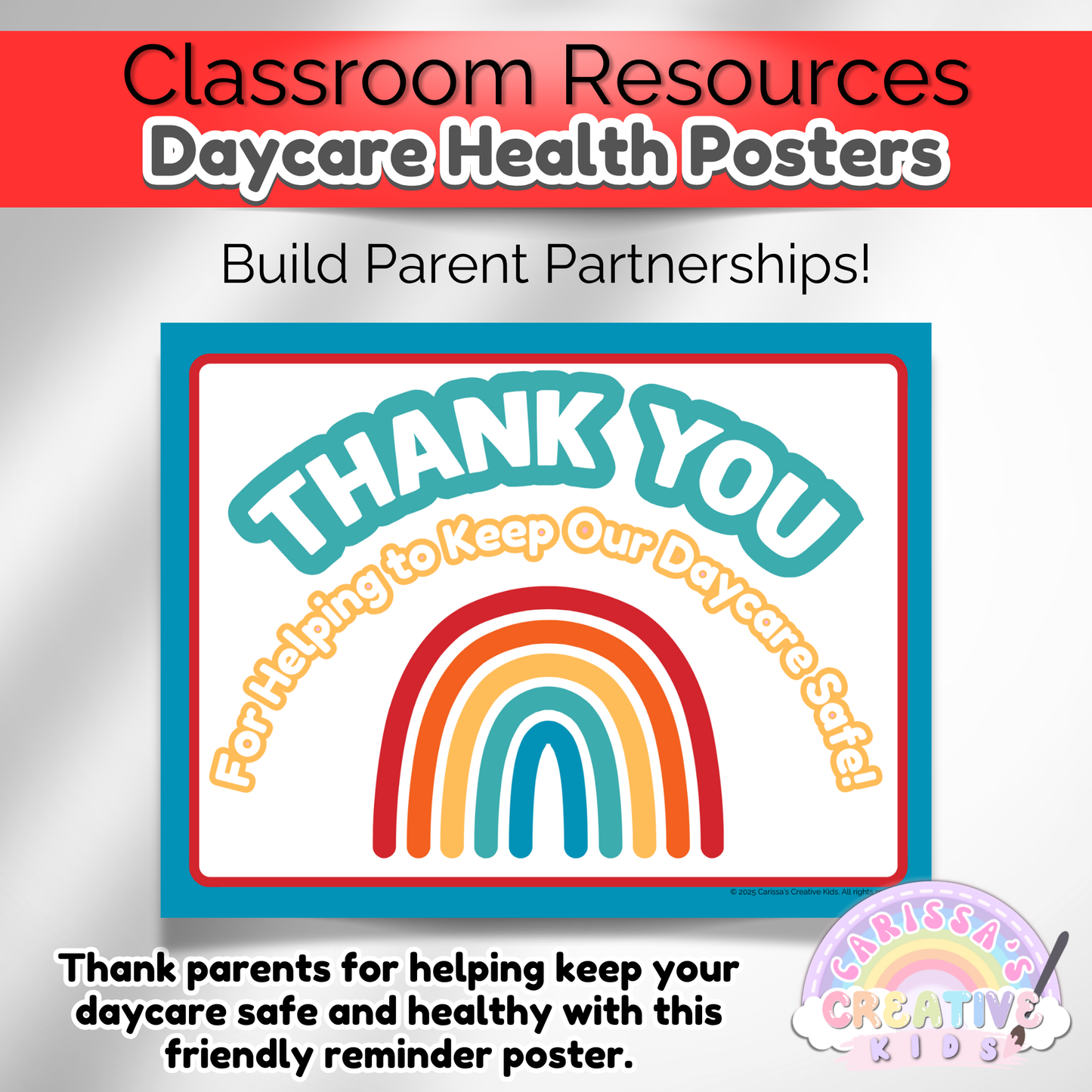Wellness policy poster for daycare safety and organization. Communicates sick policy clearly to parents.