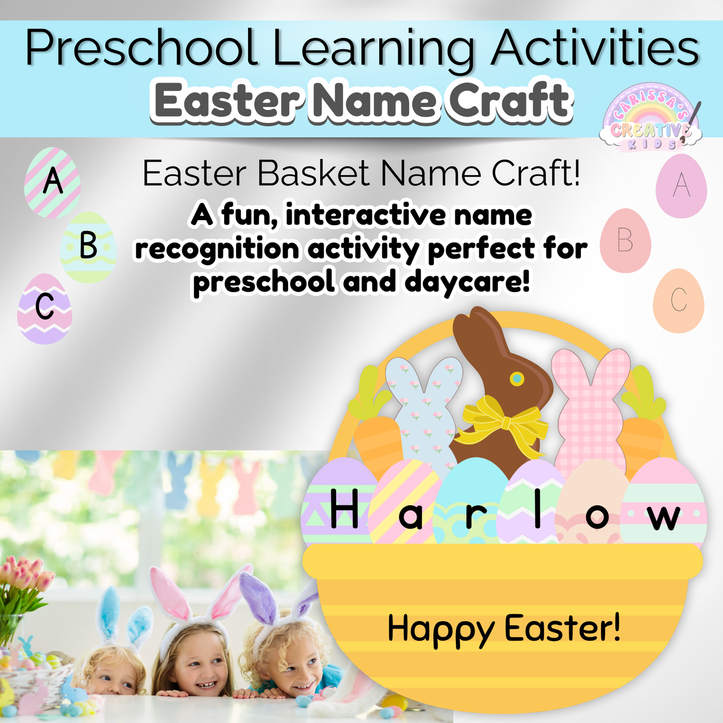 Easter Alphabet Learning – Includes uppercase and lowercase letters to match your preschool lesson plans.