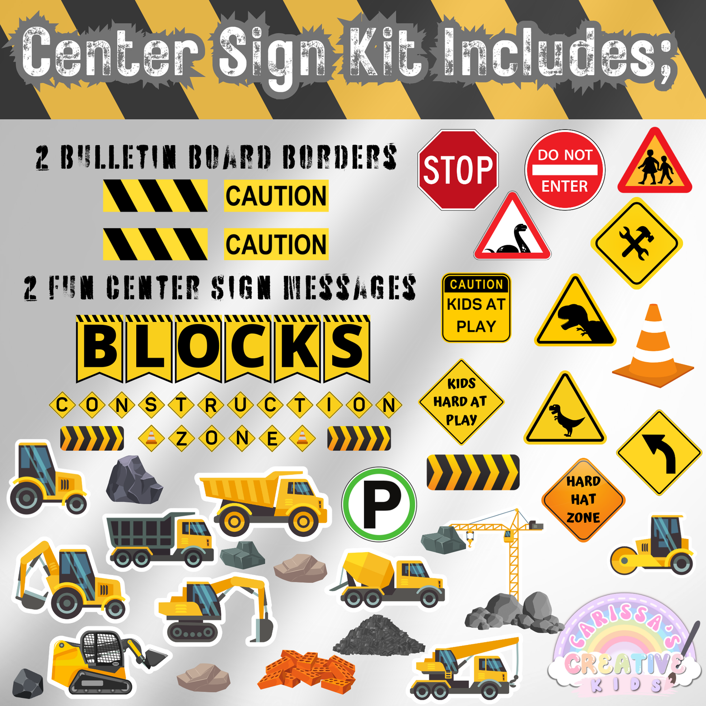 Daycare Block Center Construction Signs