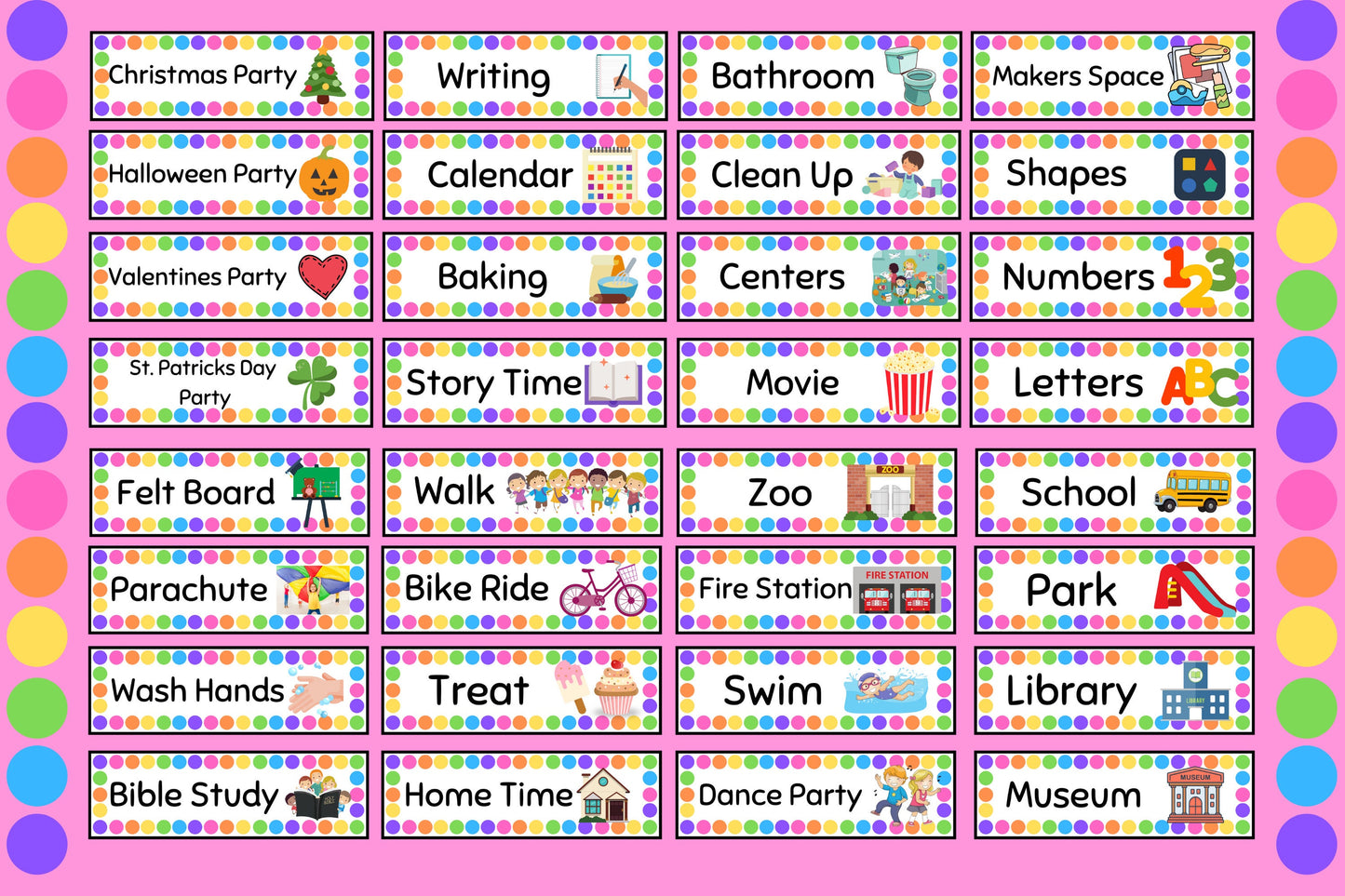 Visual Pocket Chart Daily Daycare Schedule| Home Daycare, Preschool, Childcare or Dayhome |