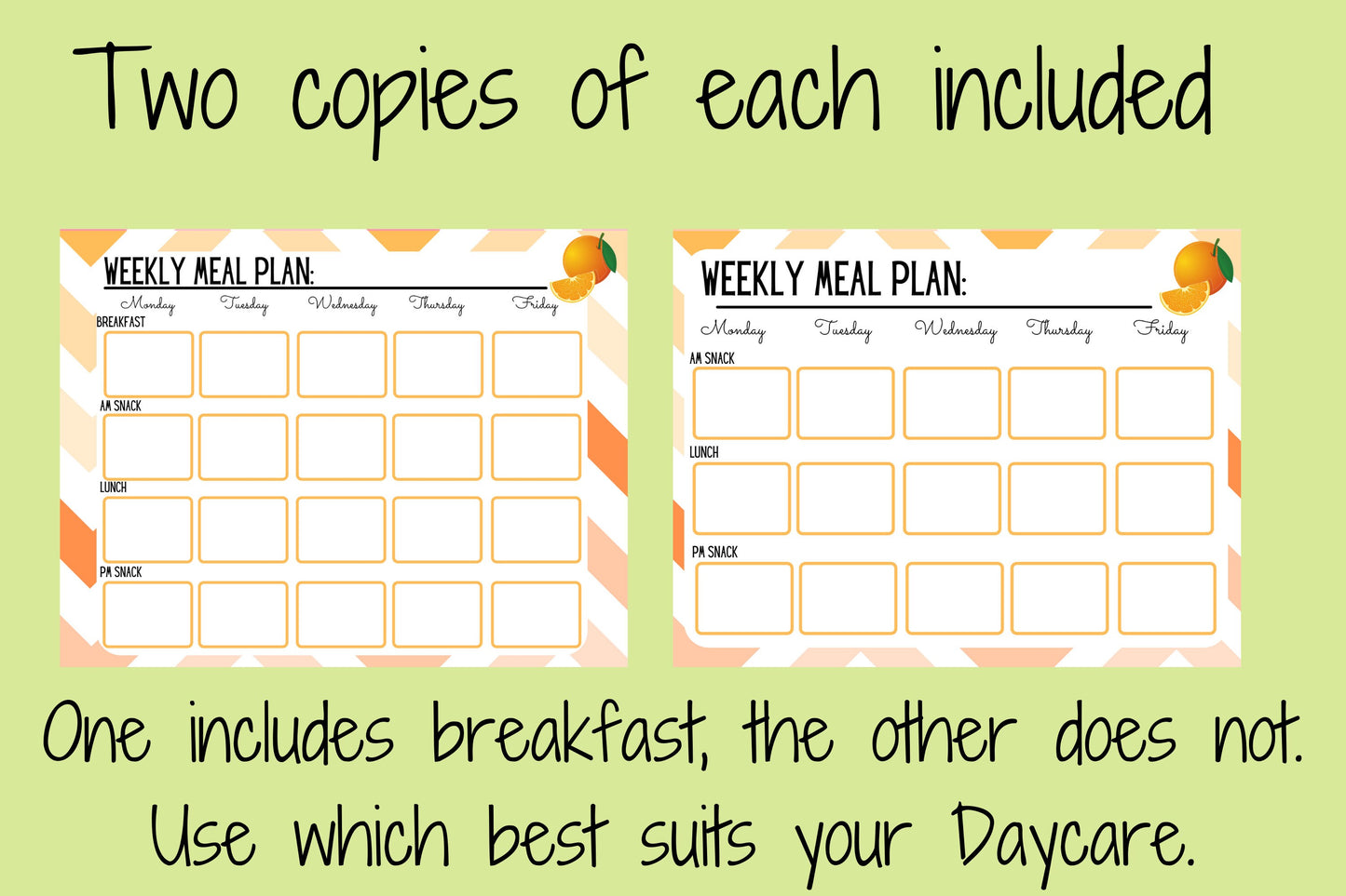 Editable Daycare Meal Planner | Childcare Menu Planner | Home Daycare Menu Template | 8 Colorful Fruity Designs | Childcare Printable