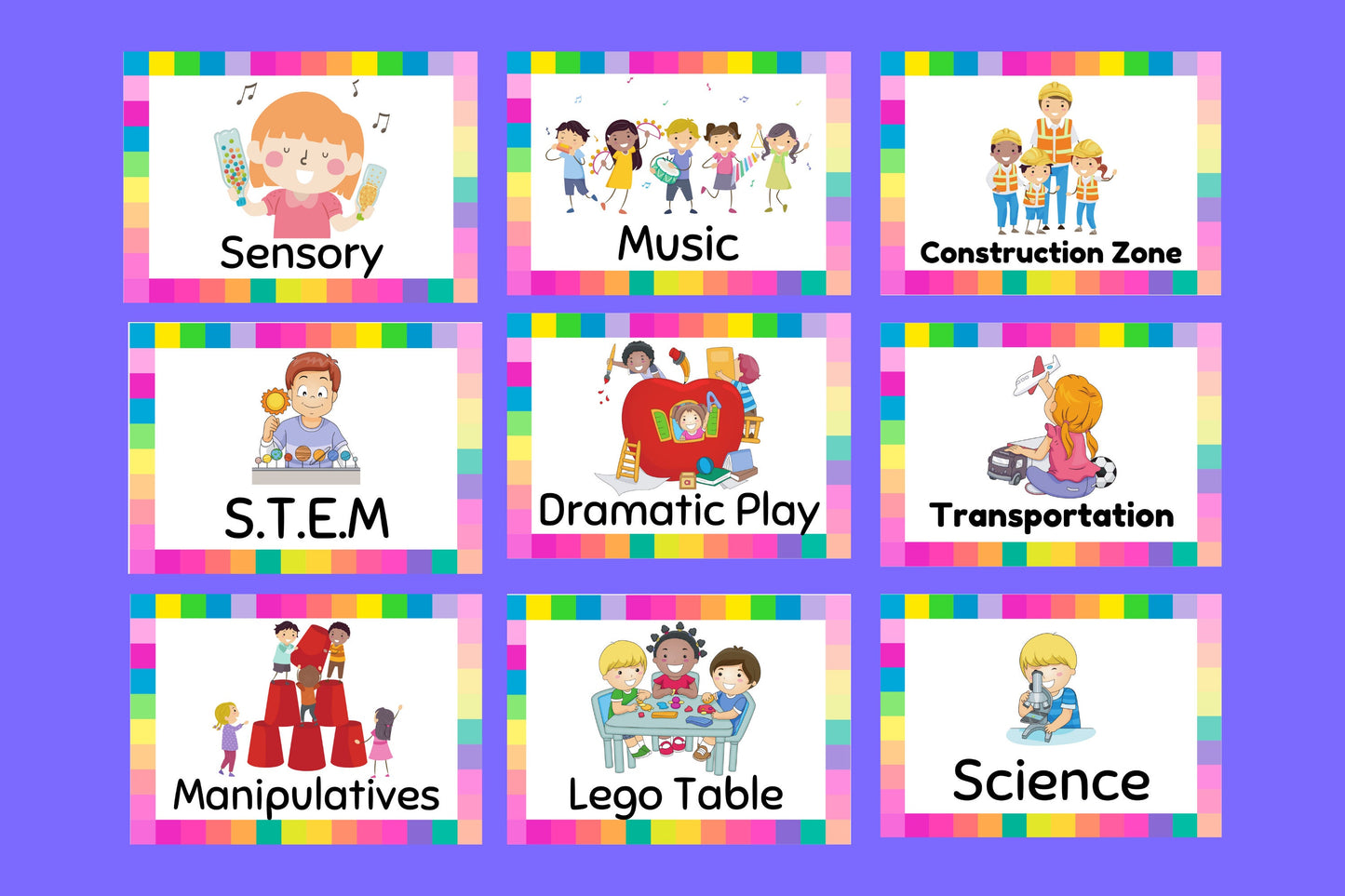 Rainbow Daycare Center Signs | Preschool Classroom Posters