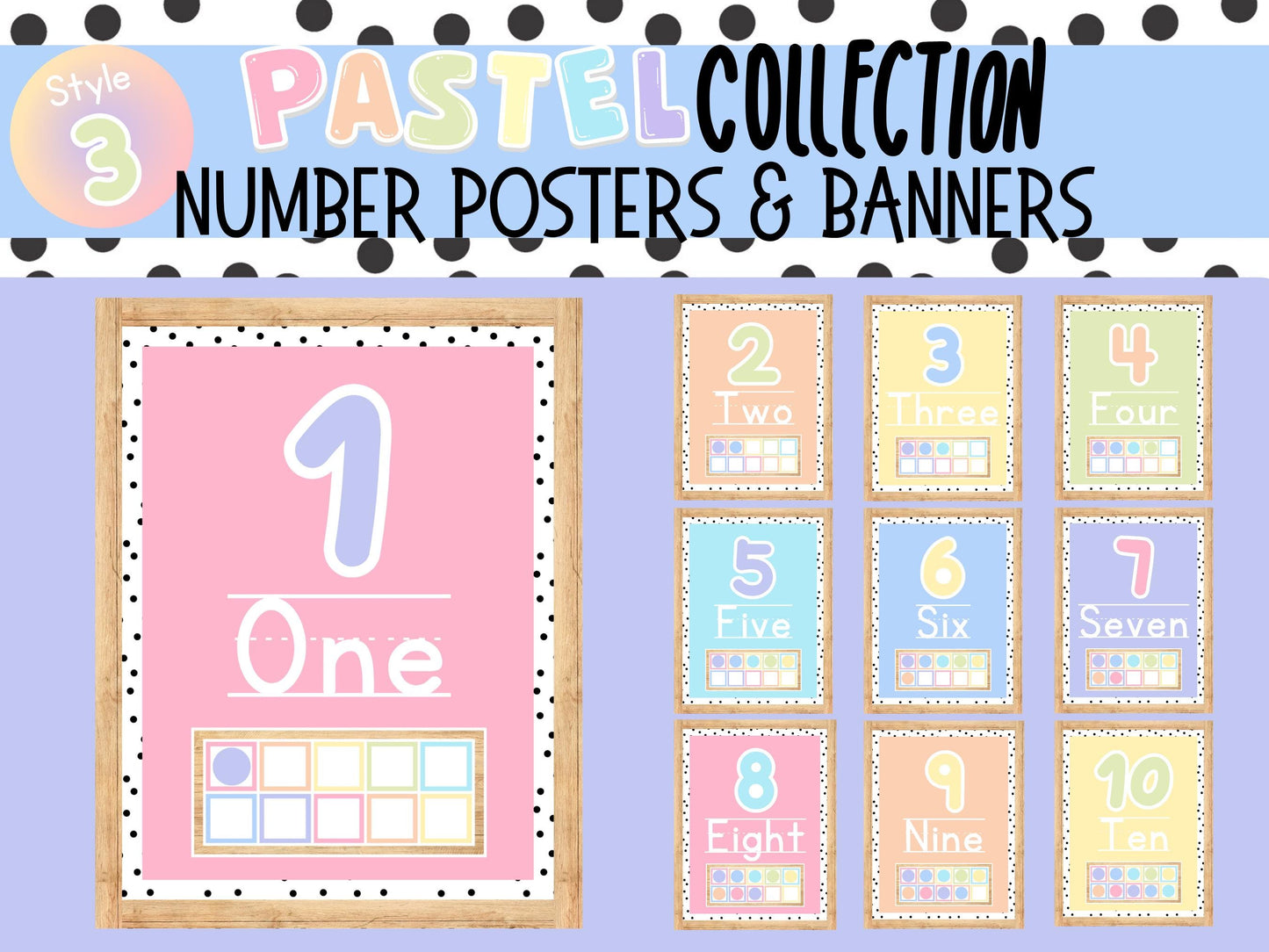 Pastel Rainbow Number Posters & Banners | Classroom Decor | Playroom Art | Perfect for Daycares, Preschools or School Classrooms!