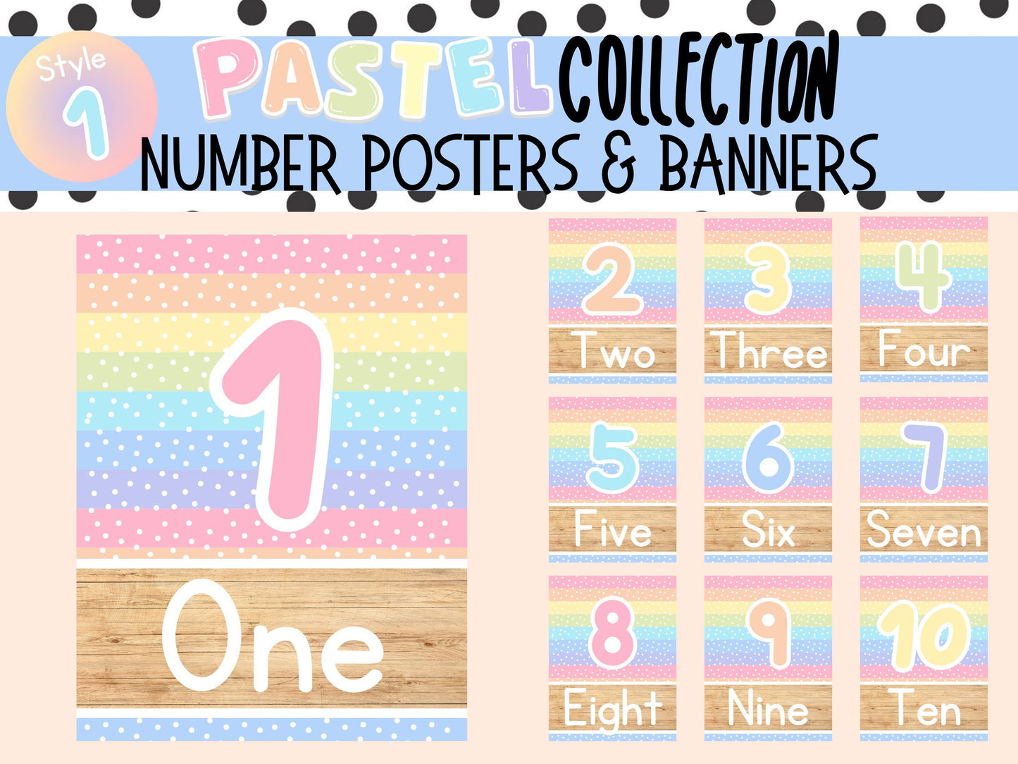 Pastel Rainbow Number Posters & Banners | Classroom Decor | Playroom Art | Perfect for Daycares, Preschools or School Classrooms!