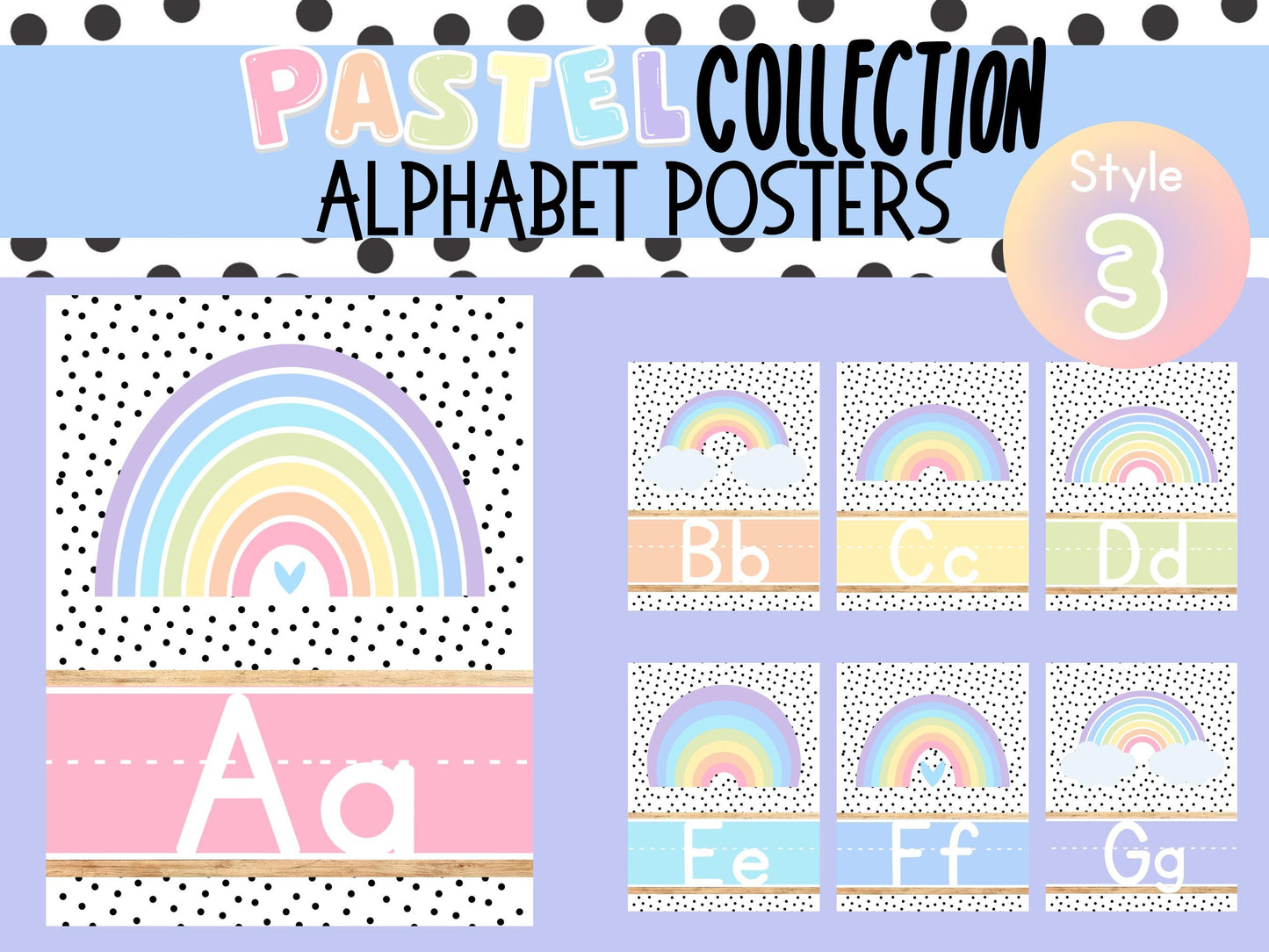 Rainbow Pastel Alphabet Posters | Preschool, Daycare, Childcare Center, Homeschool, Teacher, Classroom, School | Playroom Decor | Wall Art