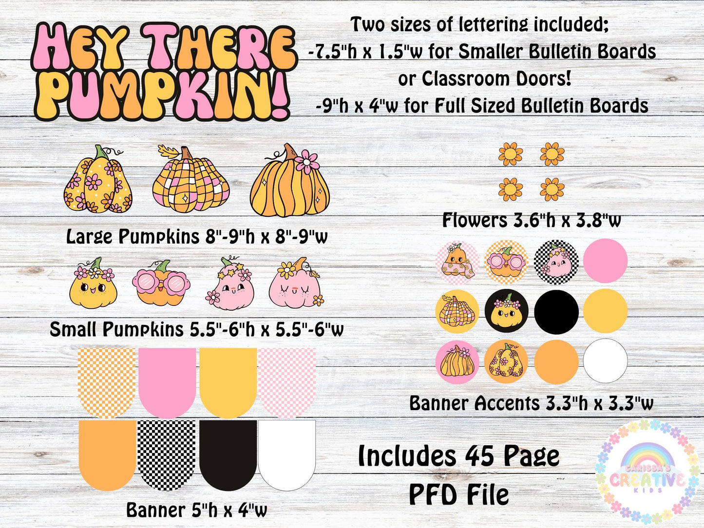 Hey There Pumpkin Bulletin Board Kit | Classroom Decor | Daycare Childcare Center | Preschool | Fall Halloween Bulletin Board | Groovy Retro