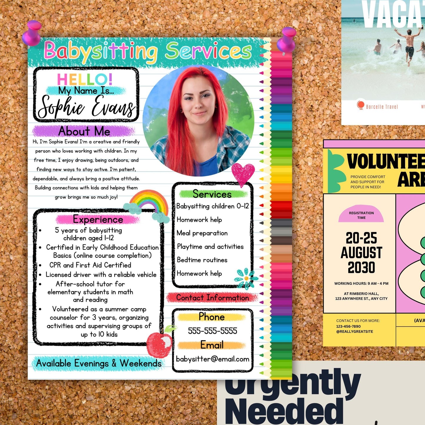 Editable Babysitting Flyer Digital Download Canva Template | Customizable Nanny Flyer & Tutoring Flyer Babysitter flyer template