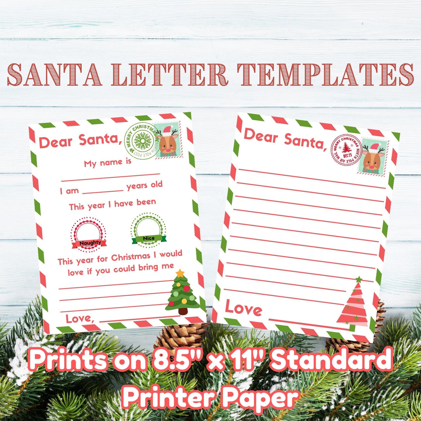 Printable Letter to Santa Claus, Dear Santa Letter Template, Santa Claus Christmas Letter, Letter to Santa Printable, Dear Santa Letter