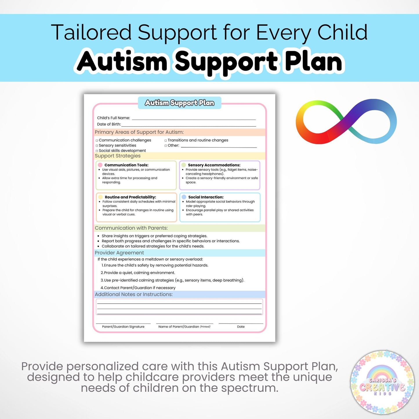 Autism Support Plan for Childcare | Preschool Emotional Development