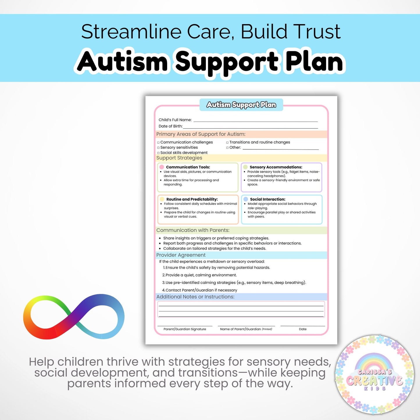 Autism Support Plan for Childcare | Preschool Emotional Development