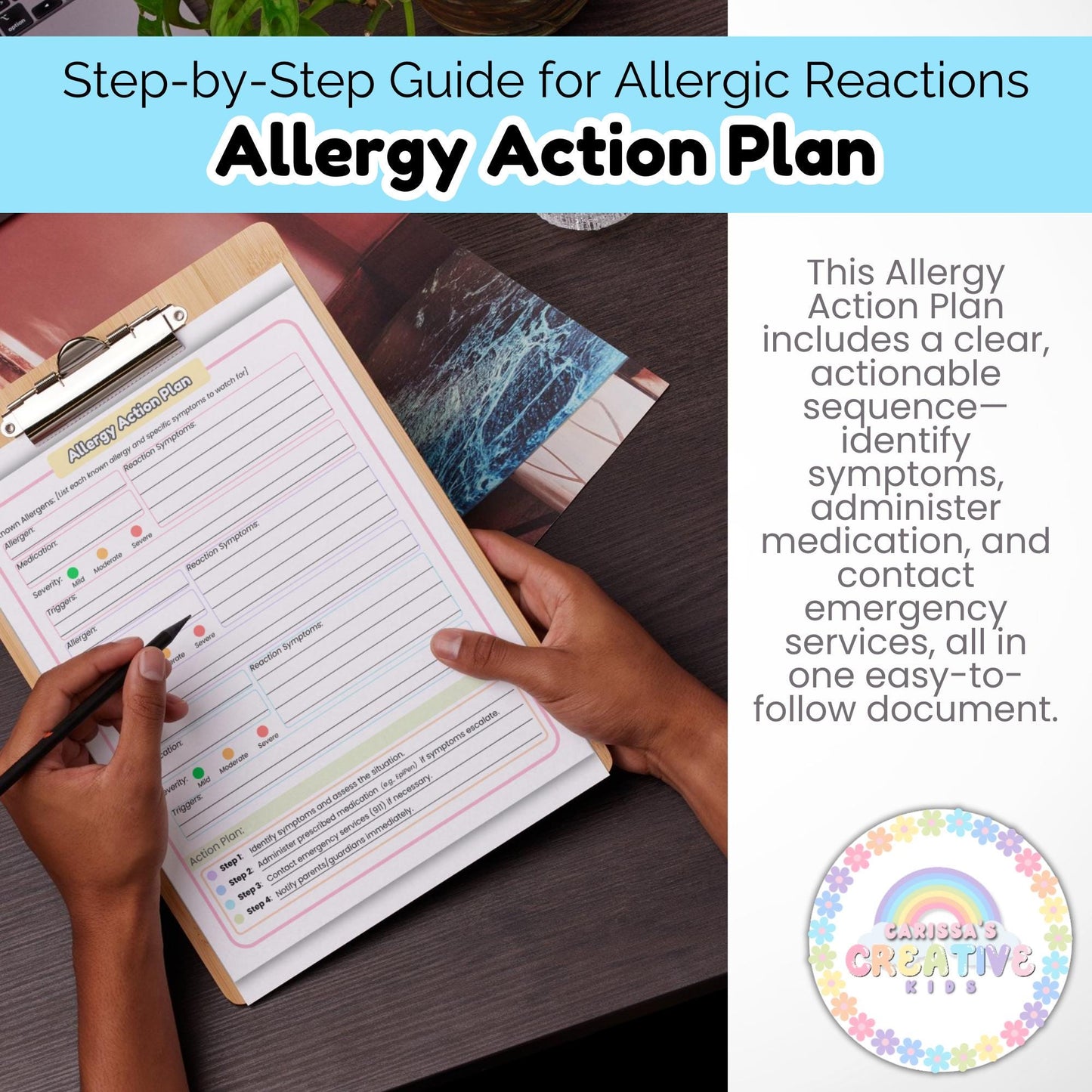 Daycare Forms Allergy Action Plan | Medical Forms for Childcare Centers, Home Daycare Providers | Classroom Medical Form | Allergy Procedure