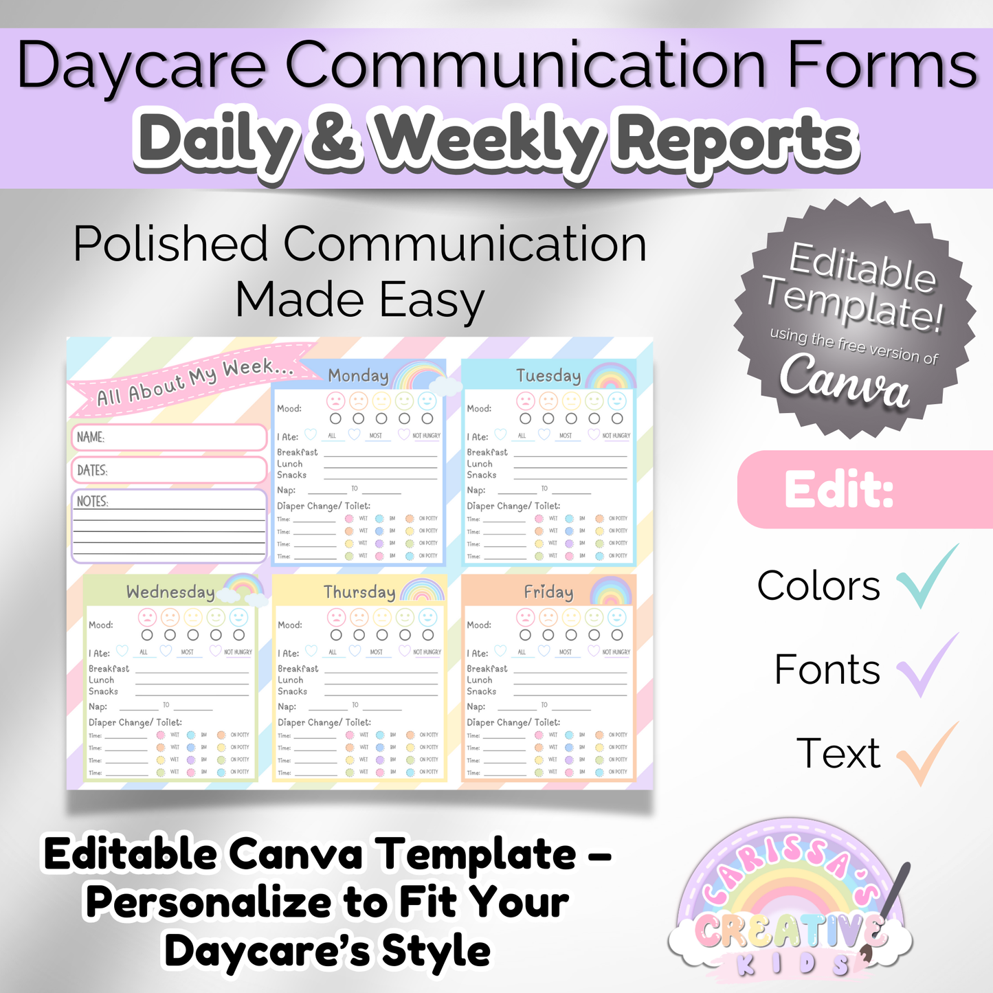Baby daily log for daycare. Track feeding, naps, and diaper changes. Printable daycare form for infants.