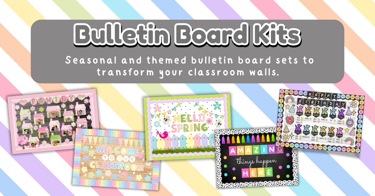 Printable daycare and classroom bulletin board kits – seasonal, birthday, parent, and preschool wall display decor.