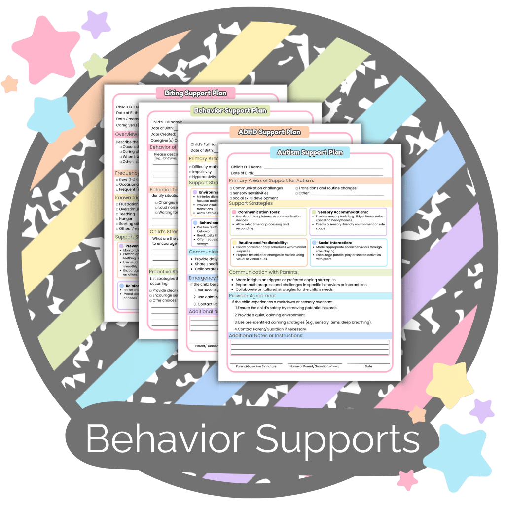 Editable Daycare Behavior Support Plans and Preschool Forms – ADHD, Autism, and Biting Support Templates for Childcare