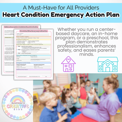 Daycare Forms- Heart Condition Emergency Action Plan Editable Template