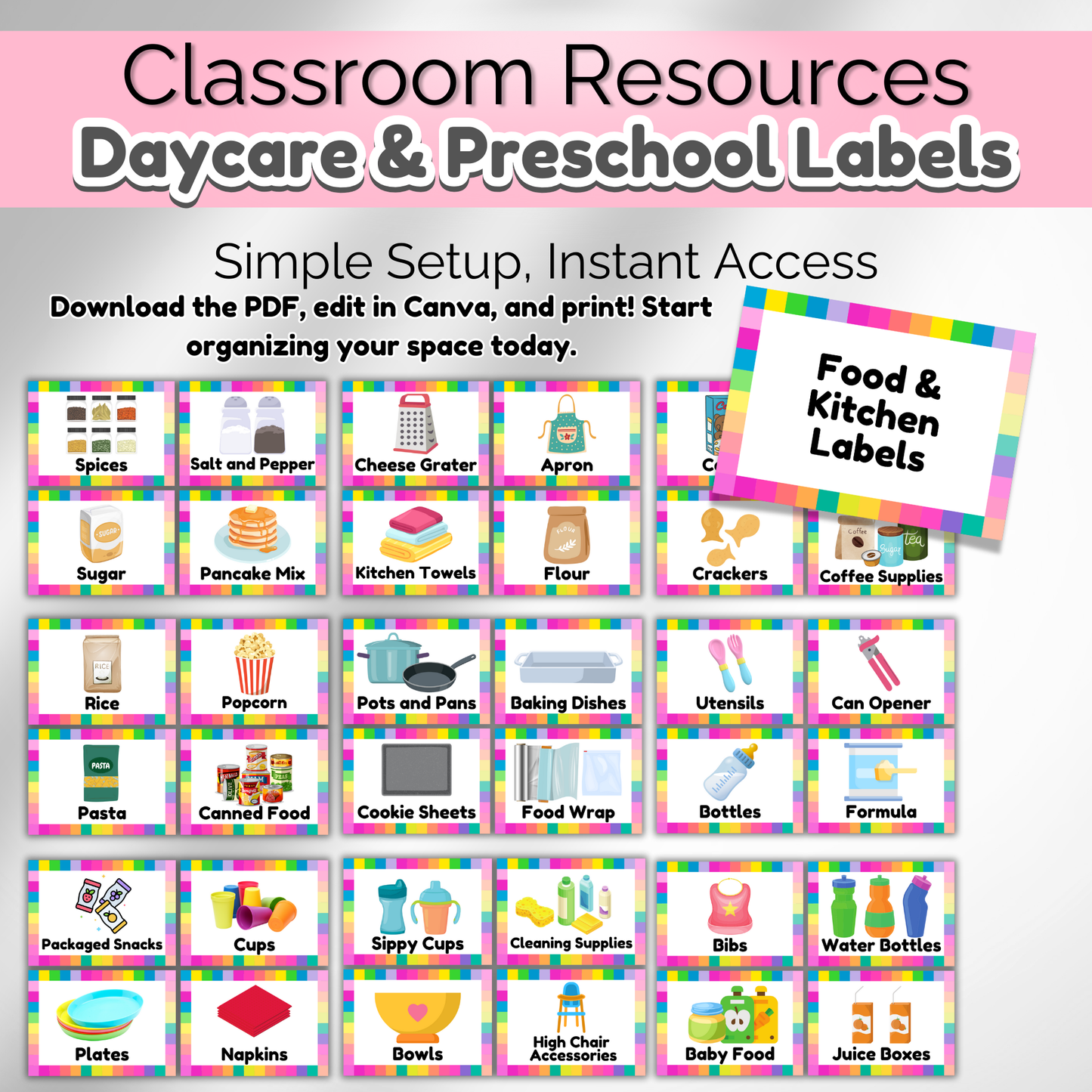 Printable Daycare Organization Labels