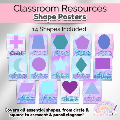 Under the Sea Watercolor Classroom Shape Posters | Preschool Printable Wall Art