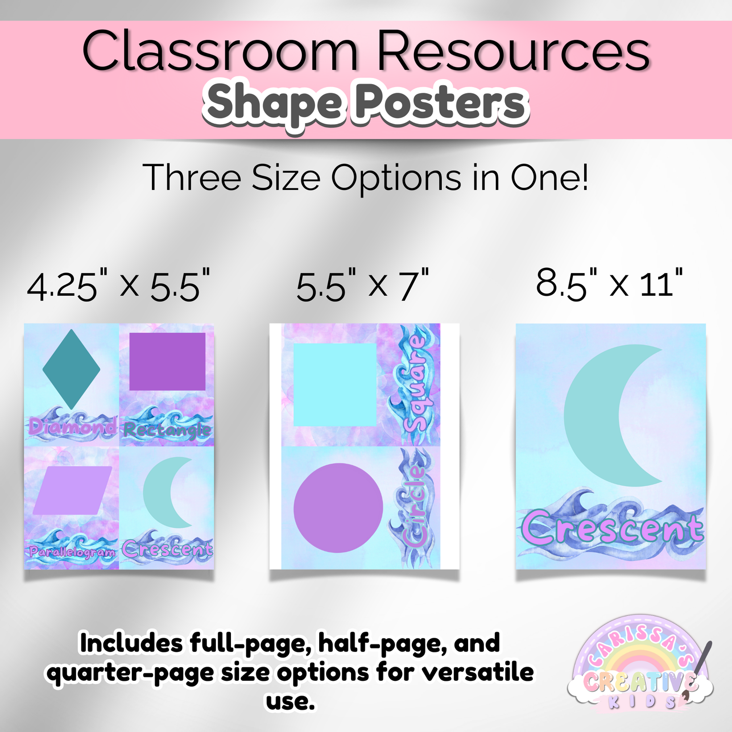 Under the Sea Watercolor Classroom Shape Posters | Preschool Printable Wall Art