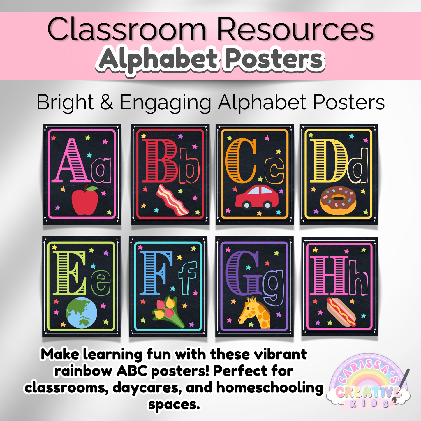 Rainbow Alphabet Posters Preschool Classroom Decor