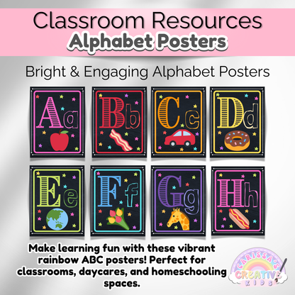 Rainbow Alphabet Posters Preschool Classroom Decor