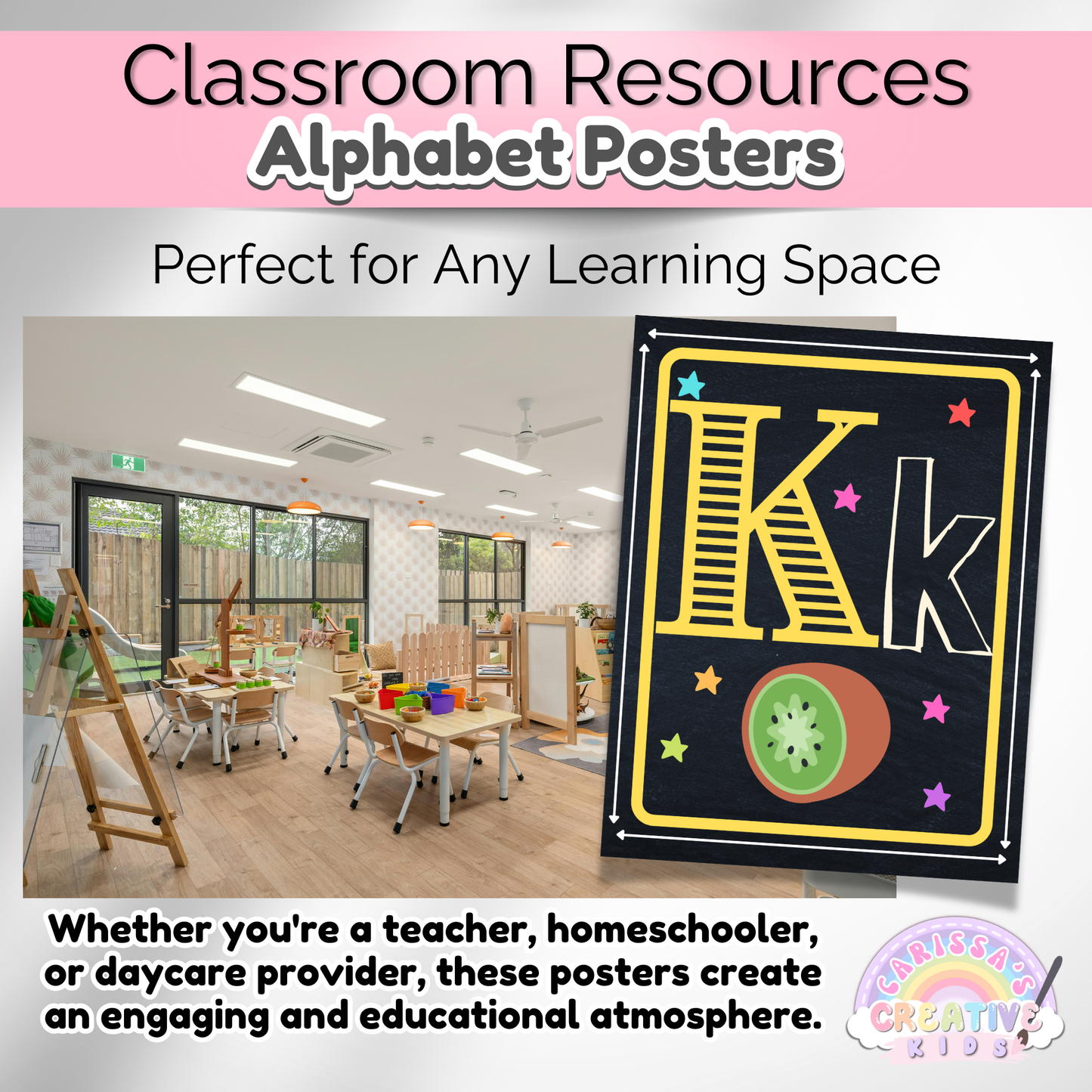 Rainbow Alphabet Posters Preschool Classroom Decor