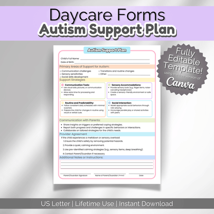 Autism Support Plan for Childcare | Preschool Emotional Development