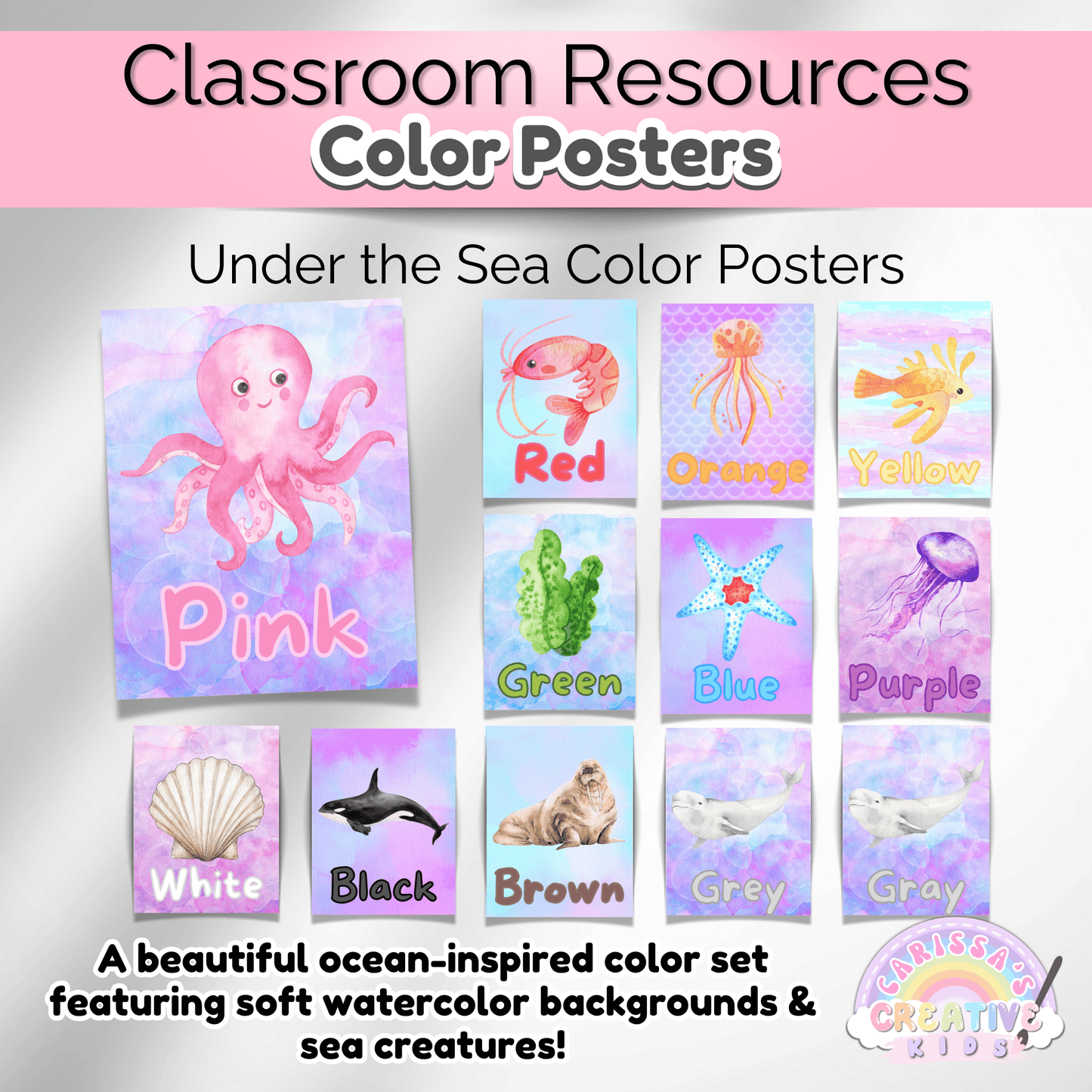 Under the Sea Color Posters Preschool Classroom Decor | Playroom Wall Art