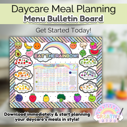 Daycare Bulletin Board Editable Meal Planning Kit