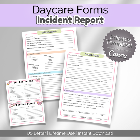 Incident Report Home Daycare Forms | Editable Template Format