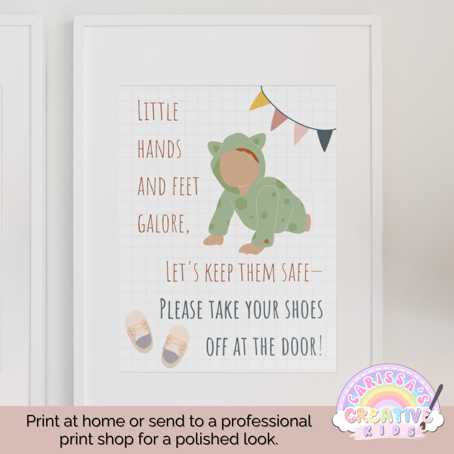 Daycare Infant Classroom Boho Entryway Printable No Shoes Poster