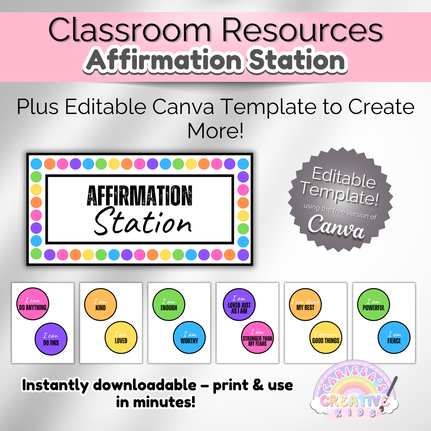 Rainbow Dot Classroom Affirmation Station