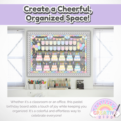 Printable Birthday Board for Classrooms & Daycares | Pastel Rainbow Classroom Decor